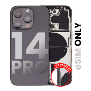 Back Housing w/ Small Parts Pre-Installed for iPhone 14 Pro (Charging Port Included) – Space Black