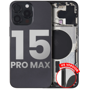 Back Housing w/ Small Parts Pre-Installed for iPhone 15 Pro Max (Charging Port Included) – Black Titanium