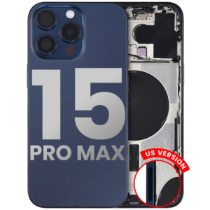 Back Housing w/ Small Parts Pre-Installed for iPhone 15 Pro Max (Charging Port Included) – Blue Titanium