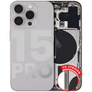 Back Housing w/ Small Parts Pre-Installed for iPhone 15 Pro (Charging Port Included) – Natural Titanium