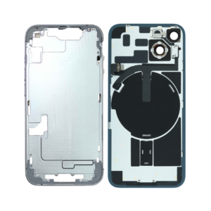 Mid-Frame Housing w/ Back Glass and Wireless NFC and Small Parts Pre-Installed for iPhone 14 (Charging Port Included) - Blue