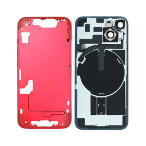 Mid-Frame Housing w/ Back Glass and Wireless NFC and Small Parts Pre-Installed for iPhone 14 (Charging Port Included) - Red