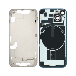 Mid-Frame Housing w/ Back Glass and Wireless NFC and Small Parts Pre-Installed for iPhone 14 (Charging Port Included) - Starlight