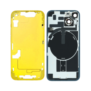 Mid-Frame Housing w/ Back Glass and Wireless NFC and Small Parts Pre-Installed for iPhone 14 (Charging Port Included) - Yellow