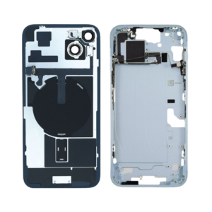Mid-Frame Housing w/ Back Glass and Wireless NFC and Small Parts Pre-Installed for iPhone 15 (Charging Port Included) – Blue