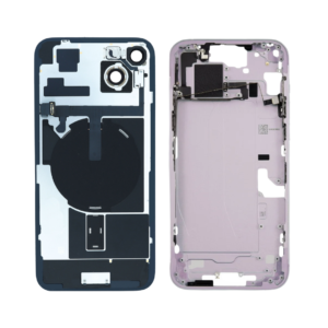 Mid-Frame Housing w/ Back Glass and Wireless NFC and Small Parts Pre-Installed for iPhone 15 (Charging Port Included) – Pink