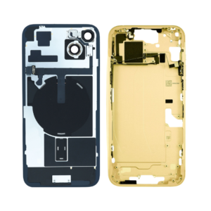 Mid-Frame Housing w/ Back Glass and Wireless NFC and Small Parts Pre-Installed for iPhone 15 (Charging Port Included) – Yellow