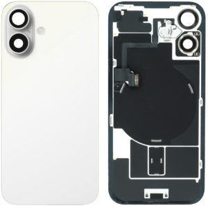 Back Cover Glass w/ Frame and Wireless NFC Flex Cable for iPhone 16  – White