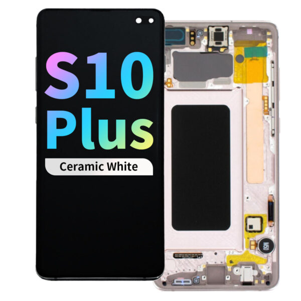 Refurbished OLED Assembly with Frame for Samsung Galaxy S10 Plus - Ceramic White