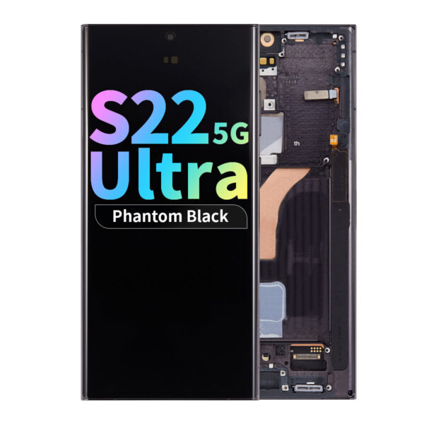 Refurbished OLED Assembly with Frame for Samsung Galaxy S22 Ultra - Phantom Black