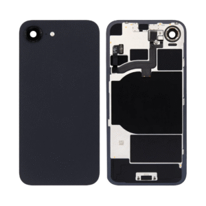 Back Cover Glass w/ Frame and Wireless NFC Flex Cable for iPhone 16e (Big Camera Hole) - Black